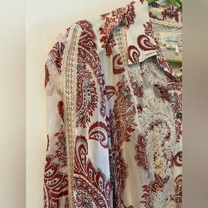ANTHROPOLOGIE RED PAISLEY MAXI DRESS